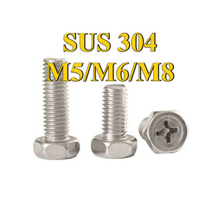 Bulong lục giác ngoài inox 304, ốc inox  lục giác ngoài Bu lông vít M5 / M6 / M8 * L8-100mm [LXY-CB-1]