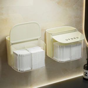 Hộp đựng bông tẩy trang đa chức năng chống bụi, có nắp ngăn thoáng khí có thể giữ tăm bông
