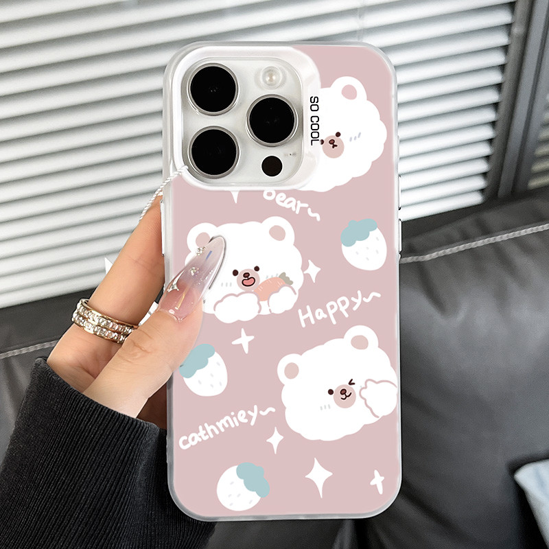 Ốp Lưng iPhone Hình Gấu Con Siêu Dễ Thương - Tương Thích 16/15/14/13/12/11 Pro Max, XS Max, X