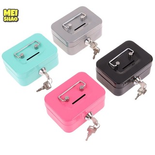 MeiShao Hộp An Toàn Tiền Hộp Tiền Mặt Chìa Khóa Kim Loại Tiền Ngân Hàng Nhỏ Hộp Khóa An Ninh Di Động Chắc Chắn Có Thể Khóa Hộp Đựng Tiền Xu