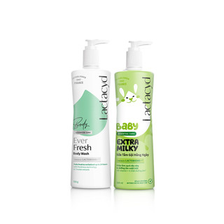Bộ 1 Sữa tắm Lactacyd Ever Fresh mang lại làn da thơm mát + 1 Sữa Tắm Gội Trẻ Em Lactacyd Milky 500ml