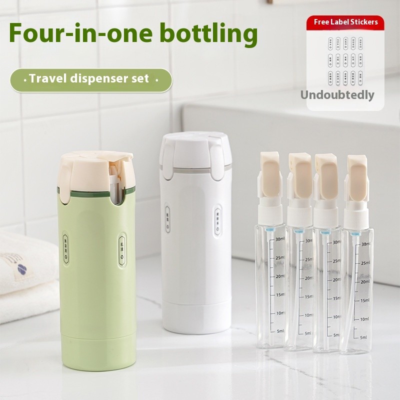 Bộ chăm sóc rửa đóng chai phụ du lịch bốn trong một Bộ di động chống rò rỉ Thiết kế kiểu đẩy Dầu gội Sữa tắm Dễ dàng lưu trữ cần thiết cho chuyến đi công tác Thể dục