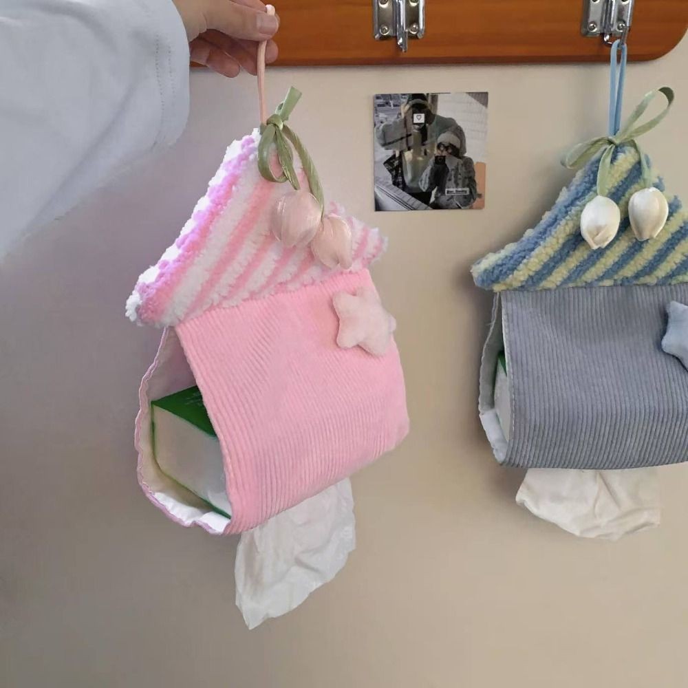 Hộp đựng khăn giấy CHEESELY, Túi đựng khăn giấy tiết kiệm không gian treo tường, Hộp đựng khăn giấy hình ngôi nhà hoạt hình di động dễ thương
