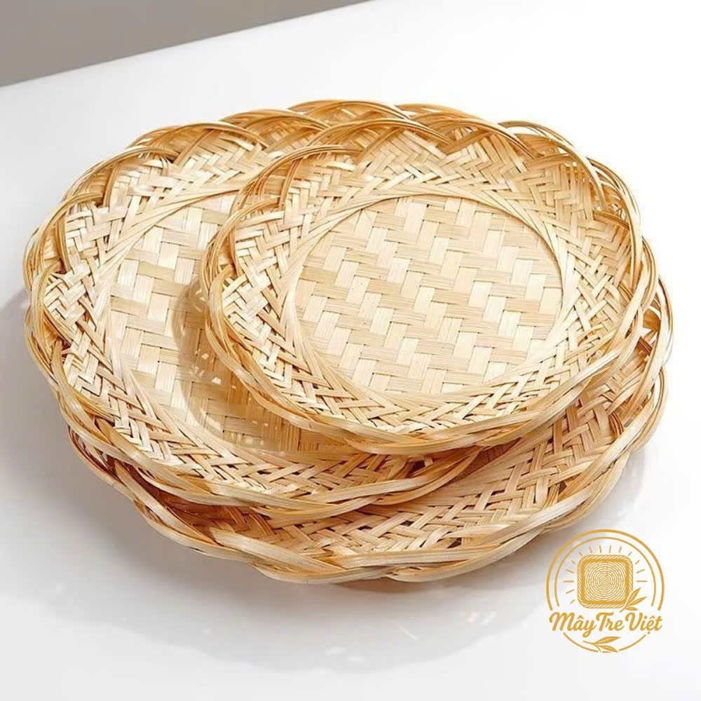 (Kho sỉ) Đĩa tre cánh sen 12cm,15cm,18cm dùng decor trang trí, dựng đồ ăn vặt