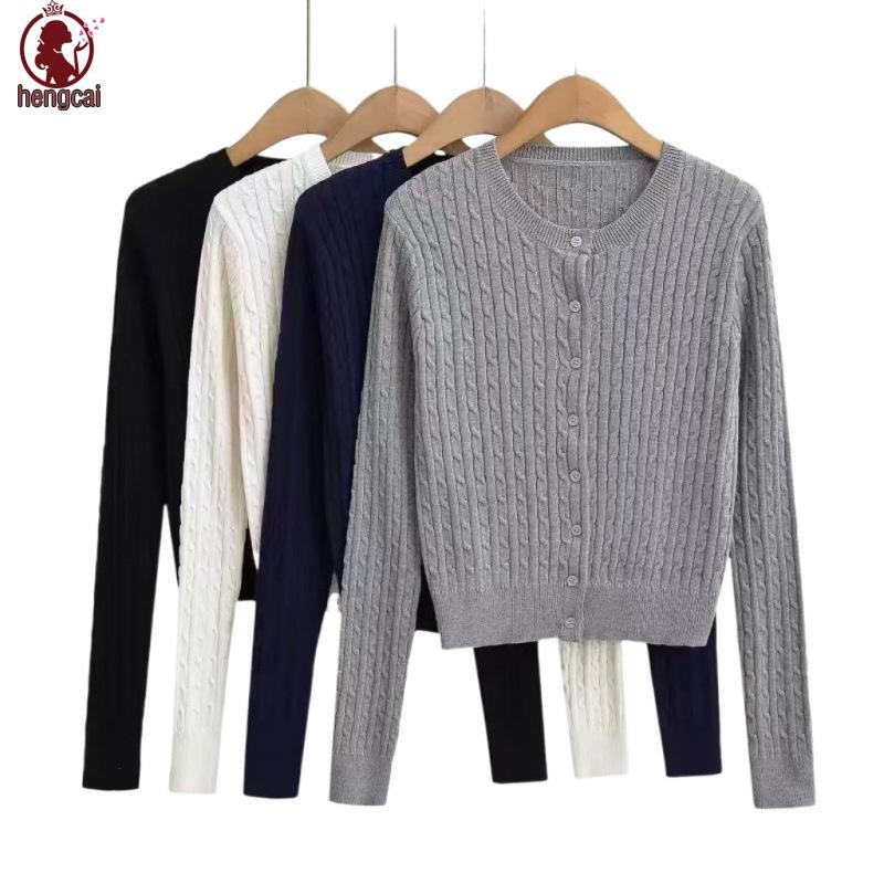Áo len dệt kim mỏng - Cổ tròn mỏng phong cách Mỹ dành cho nữ