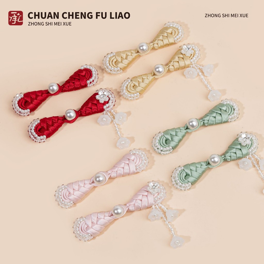 Tùy Chỉnh Quần Áo Sườn Xám Phong Cách Trung Quốc, Handmade Đính Hạt Nút và Ngọc Trai Pha Lê
