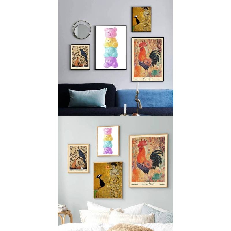 Đáng Yêu Động Vật Pals Thú Cưng Vui Nhộn Trong Pastel Canvas Tranh Cho Nghệ Thuật Trang Trí Tường Nhà Canvas Poster