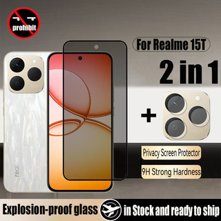 Kính cường lực chống nhìn trộm Realme 15t 2 trong 1 Bảo vệ màn hình riêng tư cho Realme 14 14x 12x 11x 13 12 Plus 5G & Phim ống kính máy ảnh