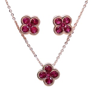 Châu Âu Mỹ ins Phong Cách Mới Đỏ Corundum Bông Tai Cỏ Bốn Lá Nữ