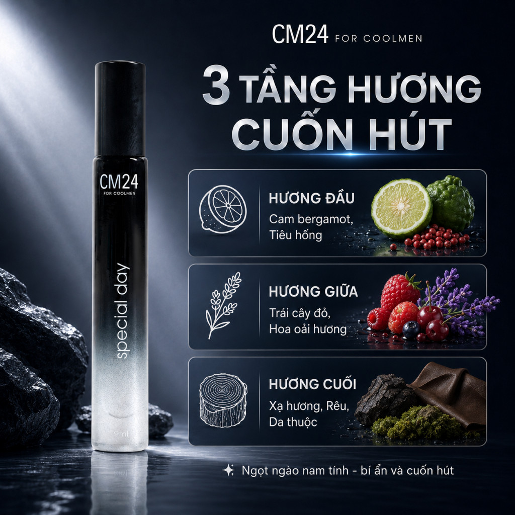 Nước Hoa Nam Cao Cấp Hương Nam Tính, Mạnh Mẽ Lưu Hương Đến 8H CM24 by Coolmen 9ml