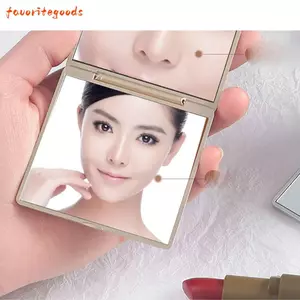 FAVORITEGOODS Gương trang điểm, Gương mỹ phẩm bỏ túi di động, Gương trang điểm gấp màu vàng hồng trang điểm