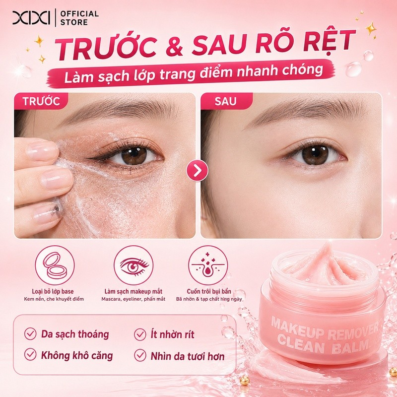 XIXI Tẩy Trang Dạng Sáp Dừa Đào Dưỡng Ẩm Làm Sạch Sâu Không Kích Ứng Trang Điểm Giá Rẻ D477