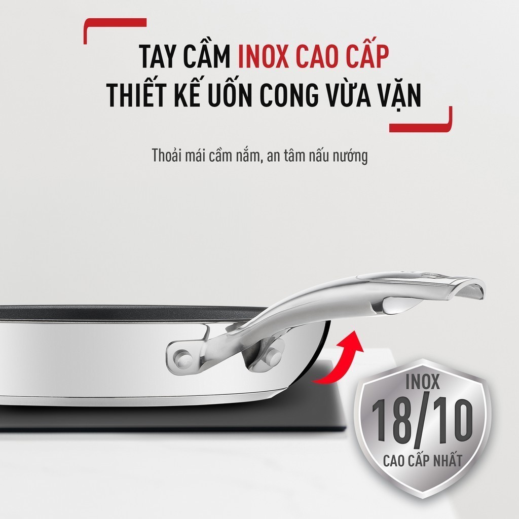 Chảo Chiên Inox Chống Dính Tefal Duetto Plus 24/26/28cm Dùng Bếp Từ Titanium Chính Hãng