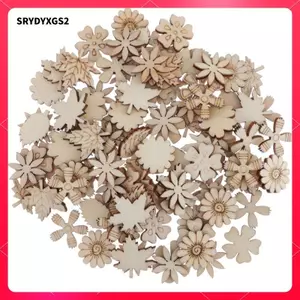 100x Tôn Trang Trí Gỗ Cắt Mặt Dây Chuyền Hình Hoa Lá DIY Trang Trí Tường 19mm Gỗ 19mm