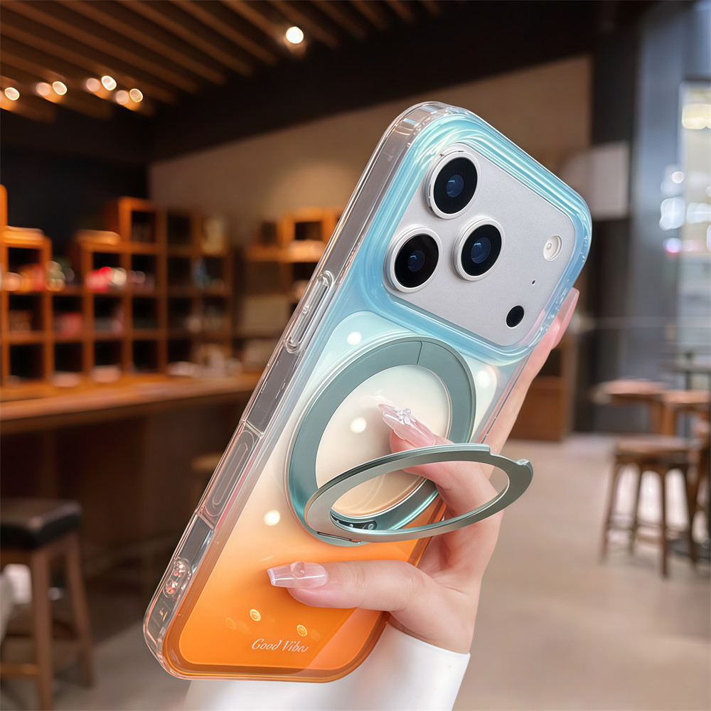 Ốp điện thoại đứng từ tính gradient thời trang cho iPhone 17 Pro Max 16 15 pro max Bảo vệ ống kính chống rơi Vỏ cứng bảo vệ điện thoại