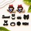 Set Charm Cô Bé Phù Thủy Nơ Đỏ Cưỡi Chổi Gấu Đen Cherry Kawaii Trang Trí Dép Siu Dễ Thương