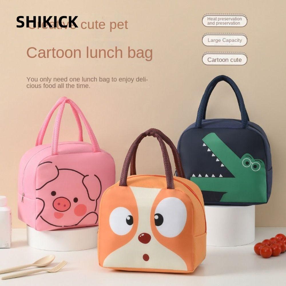 SHIKICK Túi đựng đồ ăn trưa hoạt hình, Túi giữ nhiệt Túi đựng hộp cơm trưa cách nhiệt di động, Phụ kiện hộp cơm trưa giữ nhiệt Tote vải làm mát nhỏ
