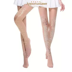 IAPPORTUNIA Quần Nylon, Mùa Hè Siêu Mỏng Nàng Tiên Cá Cân In Hình Xăm, Hợp Thời Trang Chống Snag Khỏa Thân Sáng Bóng Sequin Quần Đảng Cosplay NightOut