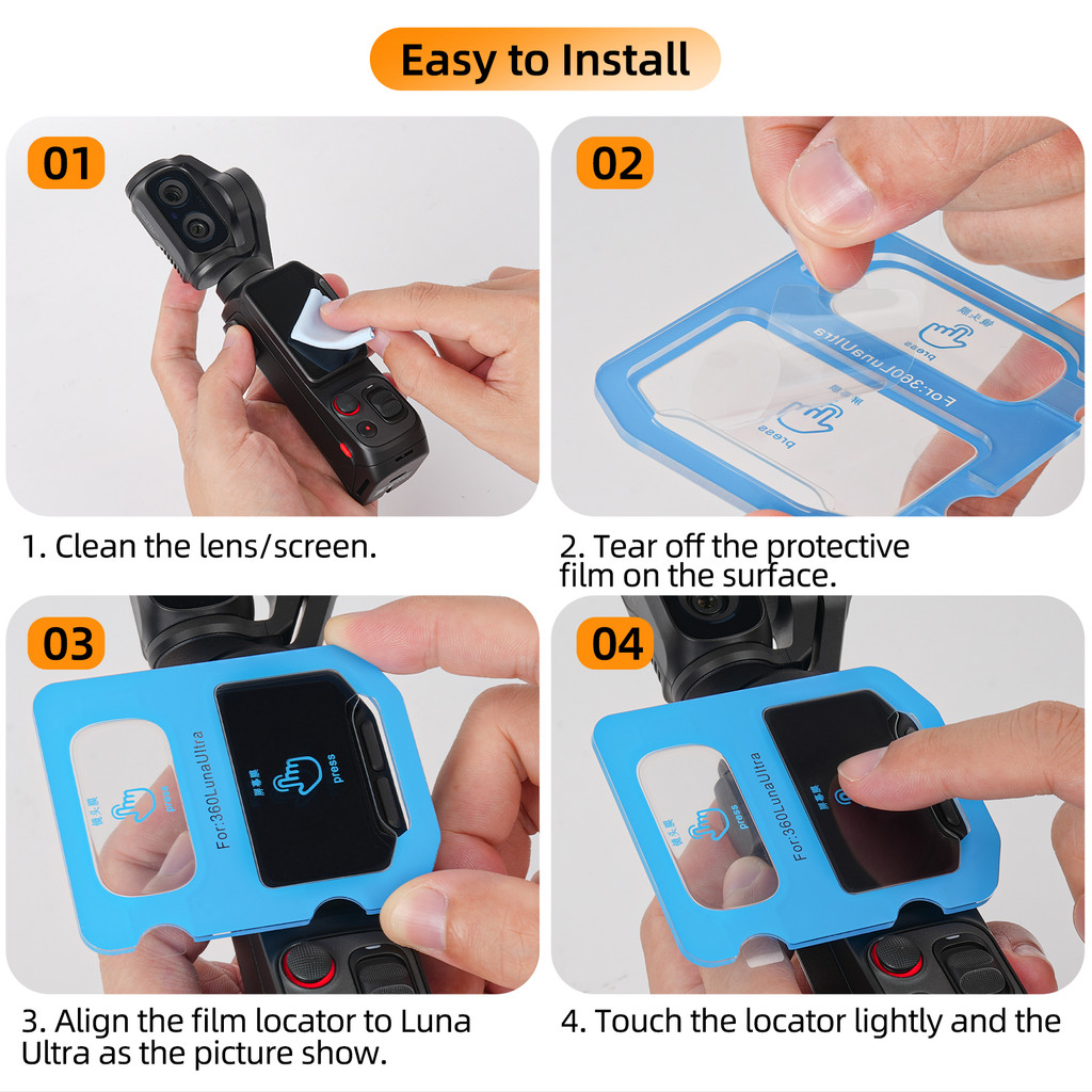 Sunnylife tương thích với màng bảo vệ chống chói Insta360 Luna Ultra AR, bảo vệ ống kính và màn hình. Bộ phim kính cường lực Luna Ultra, ống kính và màn hình