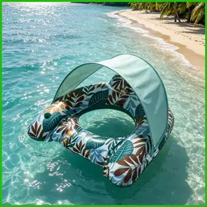 Phao bể bơi có tán Lounger di động có giá đỡ cốc Phao bể bơi bơm hơi cho người lớn Lake River Beach saixit2vn