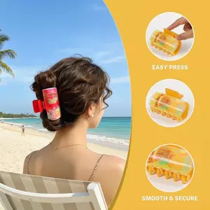 < YEI > Nước ép Hawaii Có Thể In Hình Vuốt Tóc Kẹp Ngộ nghĩnh Đồ Uống Dễ Thương Có Thể Thiết Kế Kẹp Tóc Đi Biển Mùa Hè Kỳ Nghỉ Phụ Kiện Tóc Mới