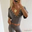 MAPLEPOET-Áo thun nữ thường ngày Slim Fit Nút trang trí cổ chữ V sâu tay áo cho mùa hè