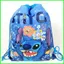 YB2 Stitch Trang trí chủ đề Túi dây rút không dệt màu xanh và hồng Túi ba lô dây rút co giãn