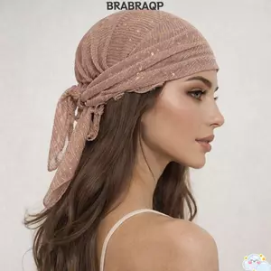 Băng Đô Quấn Tóc BRBRAA, Màu Trơn Nhăn Bohemia Sequins Turban, Vải Mềm Vuông Thời Trang Chất Liệu Thoáng Khí Đầu Quấn Unisex
