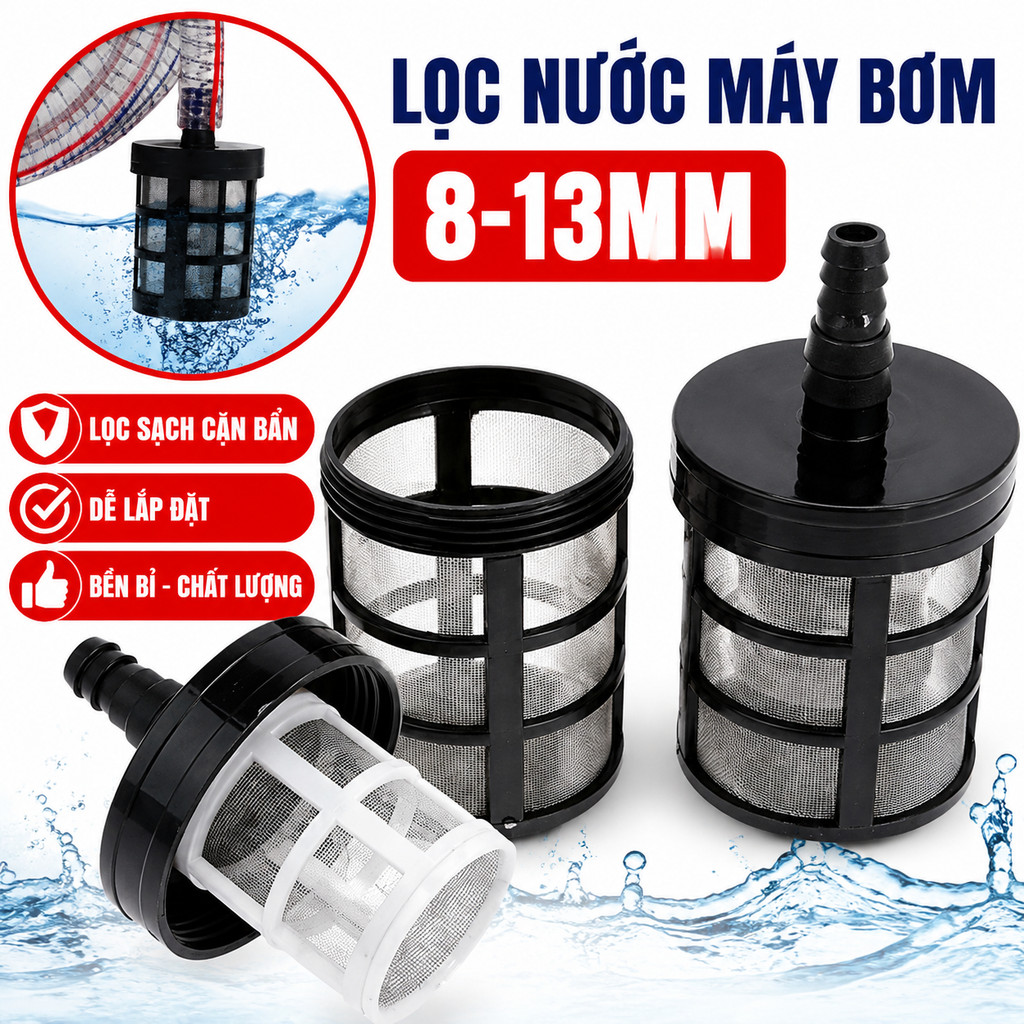 Lọc Nước Máy Bơm 8-13mm | Lọc Rác Cặn Bẩn Máy Rửa Xe, Máy Bơm Tưới Cây | Lưới Lọc Hút Nước Mini