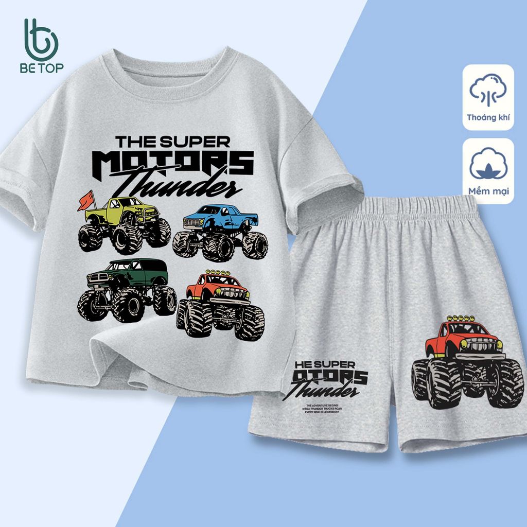 Bộ Quần Áo Bé Trai BETOP 2026, Đồ Bộ Thun Cotton In Hình Ô Tô Độc Đáo Cho Bé B-CA31-30
