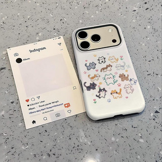 Ốp bảo vệ chân đế họa tiết mèo Pixel-art cho iPhone 11 12promax 13pro15pro 15promax 14 14promax 14pro 16 pro max 16 plus 17 17promax ốp lưng hai trong một