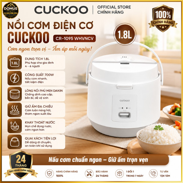 Nồi Cơm Điện Cuckoo CR-1095 1.8L Chính Hãng 700W Lòng Nồi Chống Dính Giữ Ấm Tự Động Bảo Hành 24 Th