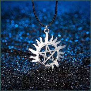YT4 Siêu Nhiên Dean Castiel Winchester Pentagram Mặt Trời Phim Và Truyền Hình Ngoại Vi Thời Trang Dây Da Vòng Cổ gi