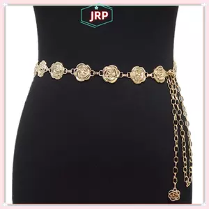 JRP 1 Vàng Màu Bạc Hoa Hồng Dây Xích Thắt Lưng Nữ Thời Trang Kim Loại Mỏng Sáng Bóng Hoa Thắt Lưng Nữ Quần Jean Đầm Trang Trí Thắt Lưng JRP