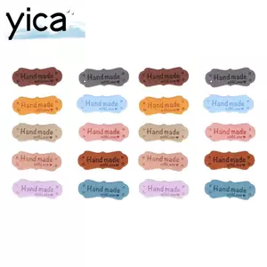 YICA 50 Thẻ Nổi, 15x42mm Có Lỗ Nhãn Da, Thẻ Da PU 10 Màu Thủ Công Cho Đan