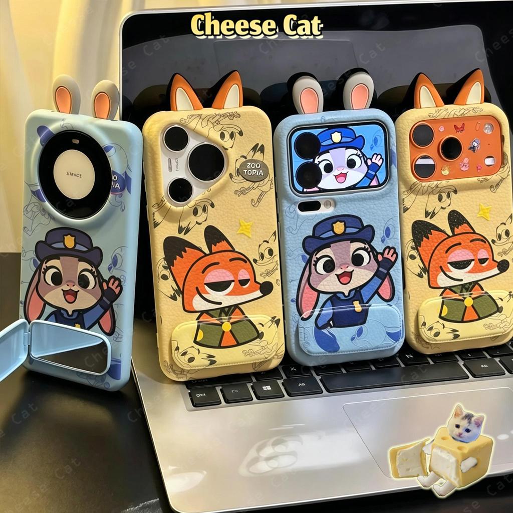 Tai Thỏ Dễ Thương Cáo Hoạt Hình Phổ Biến Da Ốp Lưng Điện Thoại iPhone 13 14 15 Plus Xs Max XR 7 Plus 16 12 11 17 Pro Max