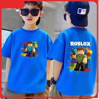 2026 năm mới Áo thun trai và cô gái tay ngắn cotton thoáng khí in hình ROBLOX Mát mẻ Phù hợp cho trẻ em năm mới
