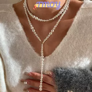 TMOY Vintage Ngọc Trai Nhiều Lớp Ngọc Trai Hạt Nelace Cho Nữ Ngọt Ngào Thanh Lịch Trang Sức Tiệc Cưới Quà Tặng TMOY