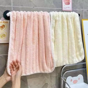 Khăn mặt lông cừu san hô - Khăn tắm đa chức năng - Khăn thấm nước thân thiện với da - Dùng cho phòng tắm Nhà bếp Sử dụng hàng ngày - Khăn lau tay thoáng khí dày