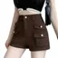 Quần Short Denim Nâu Co Giãn Tổng Thể Túi Phong Cách Mới Cao Cấp Ôm Hơn Nhìn Rộng Quần Nóng