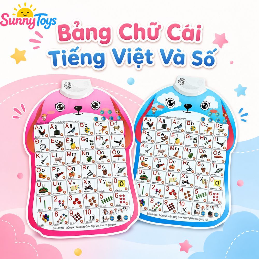 Bảng Học Chữ Điện Tử SunnyToys - Đồ Chơi Treo Tường Bé Làm Quen Chữ Cái, Số Đếm Và Âm Thanh