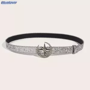 Bluelover Thời Trang Kim Cương Giả Bule Thắt Lưng Nam Nữ Y2k Bling Sequin Punk Kim Loại Bule Dây Đeo Eo Sáng Bóng Da PU Dây Thắt Lưng Mới