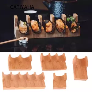 Giá Sushi CATIYAHA, Thiết Kế Thanh Lịch Gỗ Taco Snack Giá Đỡ Thực Phẩm, Đĩa Gỗ Hình Chữ U Chân Đế Ẩm Thực Cho Nhà Hàng Khách Sạn Nhà