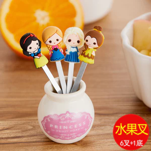Bộ đồ ăn được chọn lọc nghiêm ngặt Công chúa sáng tạo có giá trị cao Bộ nĩa trái cây Bộ hoạt hình dễ thương Nĩa trái cây bằng thép không gỉ DC1M