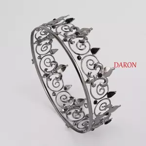 DARON King Crown, Hair Hoop Bar Mitzvah Crown Metal Prince Crown Crown, Phụ kiện tóc hợp kim phong cách Hàn Quốc đơn giản Vòng Tiaras Trang sức tóc
