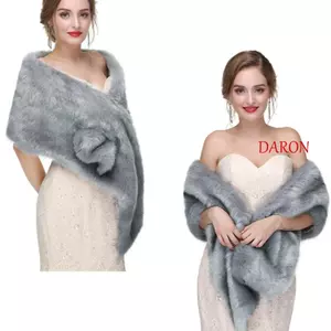 Khăn choàng sang trọng DARON, Khăn choàng lông giả mềm mại màu trơn, Quấn cổ ve cổ điển Giữ ấm vai cô dâu cổ giả dành cho nữ / bé gái