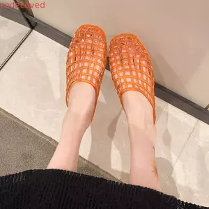 Dép PVC COCODECOVED, Dép Lưới Câu Cá Trong Suốt Mũi Tròn Thạch, Thời Trang Chống Trơn Trượt Đế Thấp Mềm DIY Giày Quyến Rũ Giày Ngoài Trời