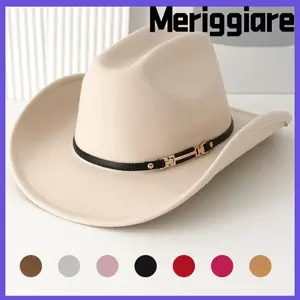 Mũ cao bồi MERIGGIARE, Mũ chống nắng thoáng khí phía Tây, Thời trang có khóa trang trí Polyester có vành lớn Mũ cao bồi phương Tây cho sự kiện lễ hội dịp lễ hội trang trọng