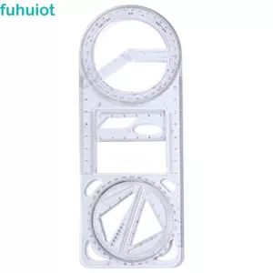 Thước đo hình học FUHUIOT, 360 ° Thước vẽ đa chức năng có thể di chuyển, Đồ dùng văn phòng Góc hoạt động Thước trong suốt Mẫu vẽ thẳng Trẻ em Học sinh