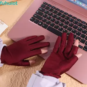 FUHUIOT 1 Đôi Găng Tay Chống Nắng Nữ, Găng Tay Lụa Băng Mỏng Spandex Ice Silk, Màn Hình Cảm Ứng Chống Tia UV Bán Ngón Tay Chống Tia Cực tím Găng Tay Nửa Ngón Mùa Hè